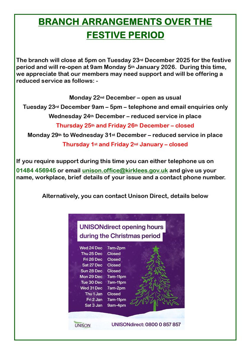 UNISON Kirklees tweet media