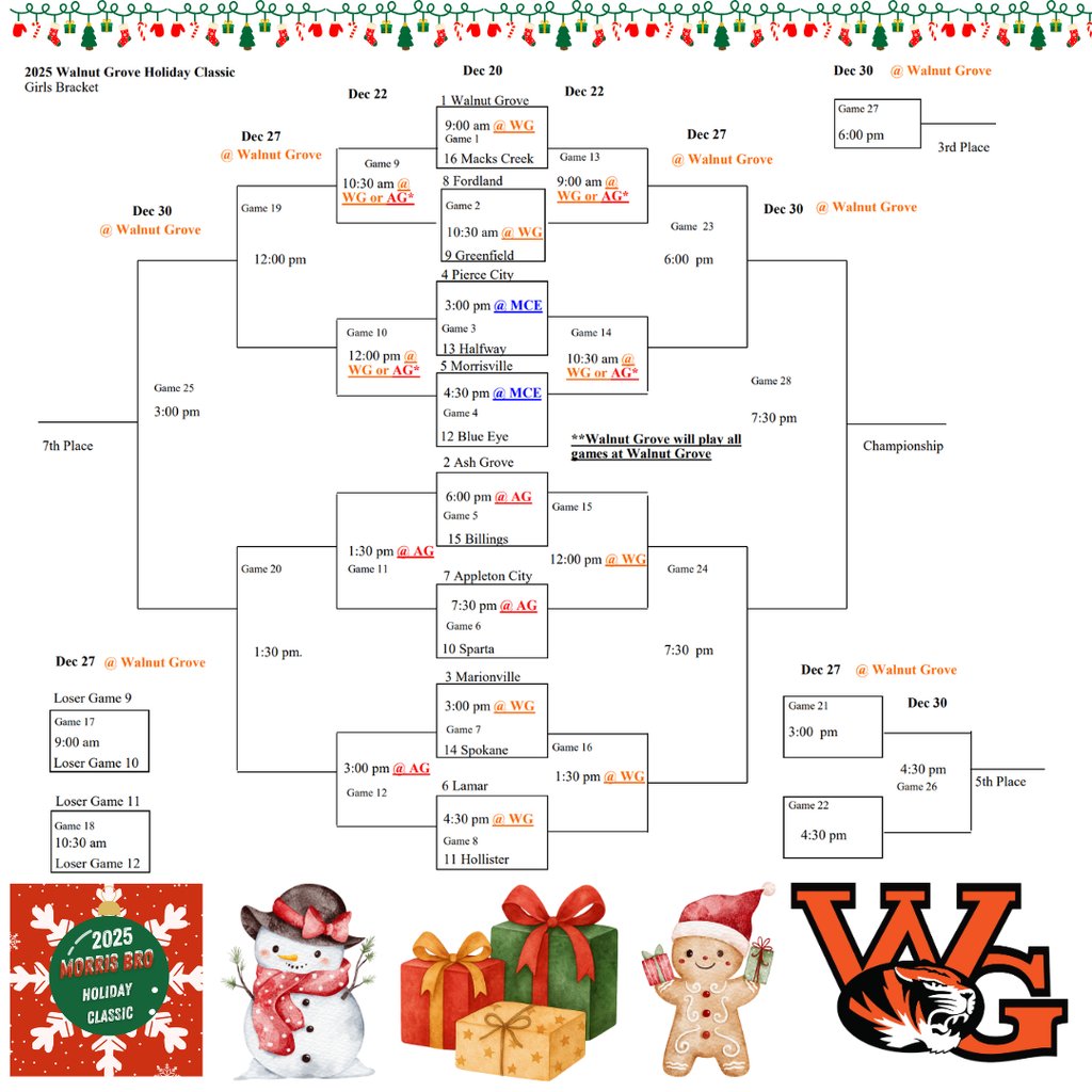 The long awaited Holiday Classic Brackets are now available.