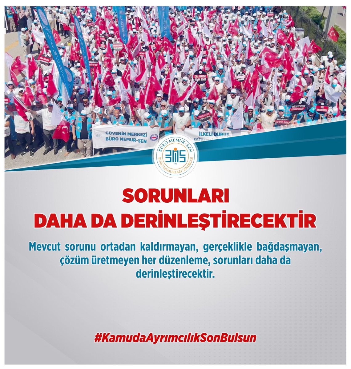 SORUNLARI DAHA DA DERİNLEŞTİRECEKTİR

Mevcut sorunu ortadan kaldırmayan, gerçeklikle bağdaşmayan, çözüm üretmeyen her düzenleme, sorunları daha da derinleştirecektir.

#KamudaAyrımcılıkSonBulsun

<a href="/tcbestepe/">T.C. Cumhurbaşkanlığı</a> I <a href="/RTErdogan/">Recep Tayyip Erdoğan</a> I <a href="/_cevdetyilmaz/">Cevdet Yılmaz</a> I <a href="/HMBakanligi/">T.C. Hazine ve Maliye Bakanlığı</a> I <a href="/memetsimsek/">Mehmet Simsek</a> I <a href="/Akparti/">AK Parti</a> I
