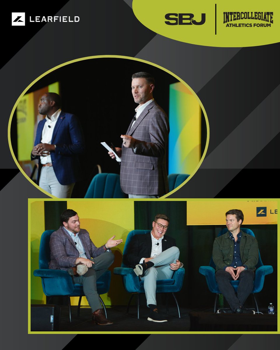 Learfield's tweet photo. A great week at the Intercollegiate Athletics Forum.

Thank you to @SBJ for hosting two days of outstanding conversations, collaboration, and insights on the future of college sports.

Our team enjoyed connecting with leaders across the industry and participating in discussions on NIL, fan engagement, student-athlete experience, and revenue innovation.

#Learfield #SBJIAF #CollegeSports #SportsBiz