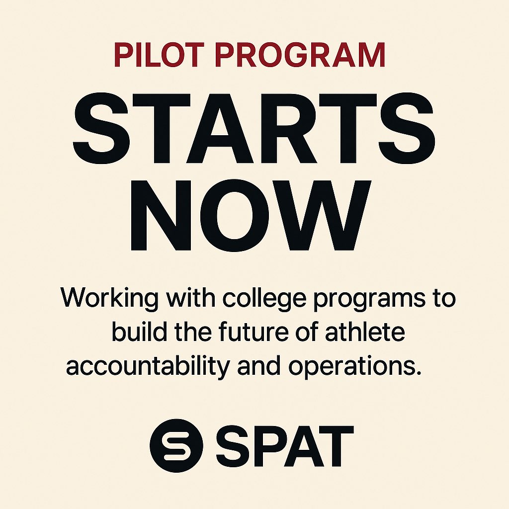 After months of building and talking with coaches, ops, and administrators…

We’re officially beginning the SPAT pilot 
program.

Grateful for everyone who’s helped shape this so far.

If your staff wants in early, reach out.