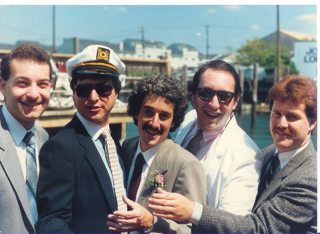 bergerhere's tweet image. In honor of brucebennettstudios.com election to ⁦@usahockey⁩ Hall of Fame, here he is on his wedding day surrounded by idiots … I mean friends