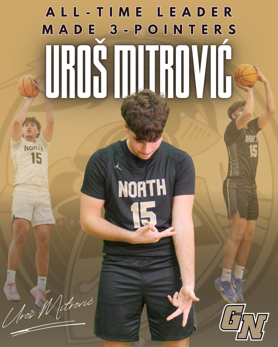 GNHSboyshoops's tweet photo. Last night, Uros Mitrovic passed Aidan Einloth to become Grayslake North's all-time leader in made 3-point field goals. The previous record was 125.
@umitrovic20 

@dhpreps 
@mattjnow 
@LCNewsSunSport 
@ILHoopProspects 
@michaelsobrien 
@joehoopsreport 
@Sports4Illinois https://t.co/9gEmpbz9rK