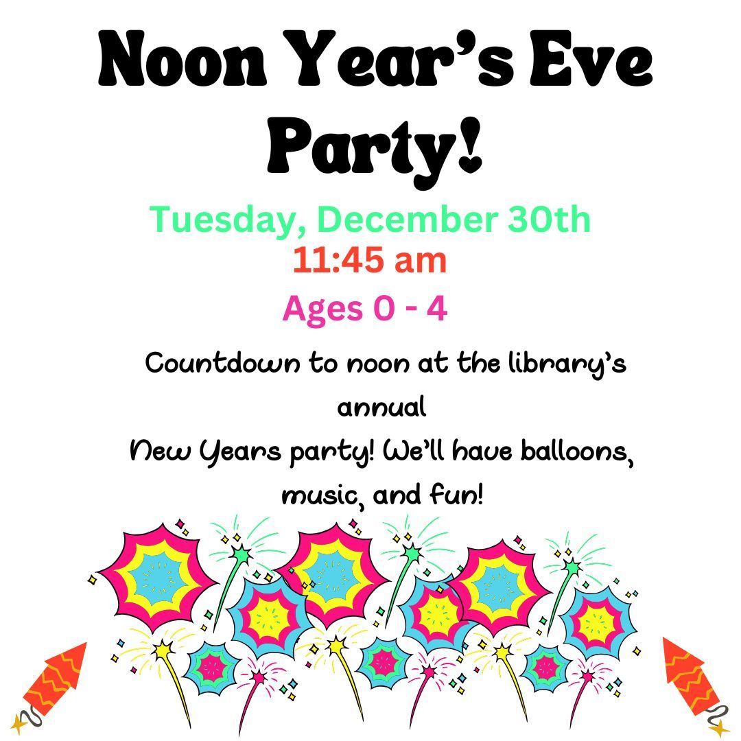 pennsaukenlib's tweet photo. Join us for our Countdown to Noon New Year’s party on Dec 30 at 11:45 AM in the Cultural Center (2nd floor)! Fun for ages 0–4 with balloons, music, and more!
#CountdownToNoon #NYEParty #LibraryKids #PennsaukenLibrary https://t.co/tuPhGu8FKJ