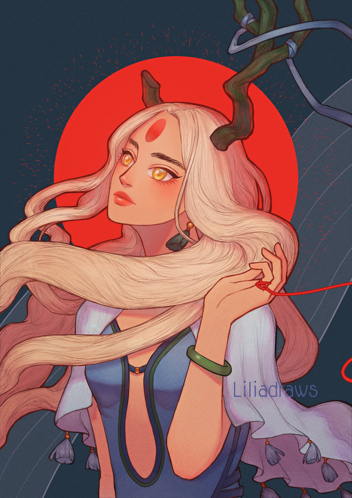 I'm adding this drawing to my Circle girls series. I don't know how to call these drawings with red circle make-up so "Circle girls" will do.
This is a nice break from the fairytale drawings, they take more time to finish.