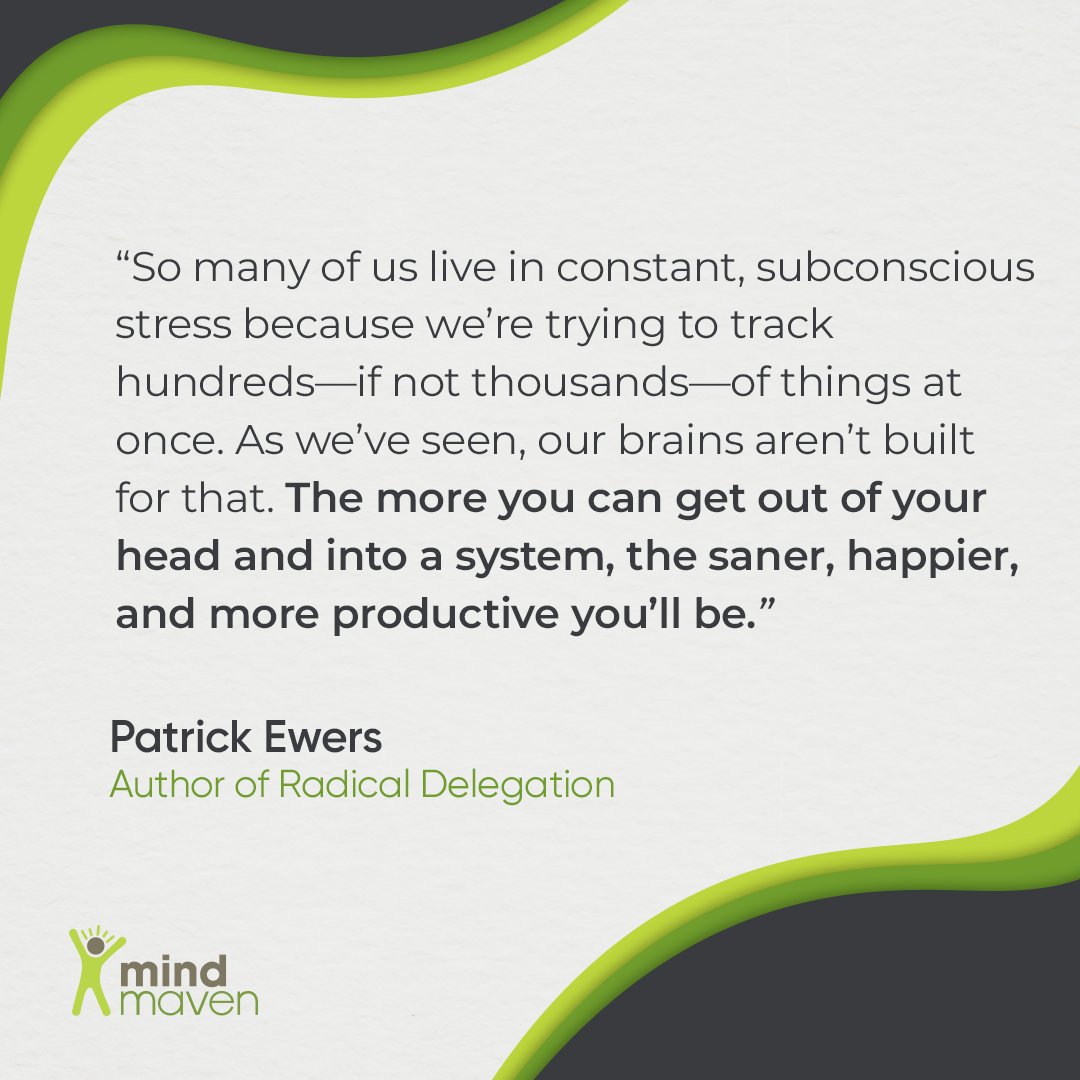 Most of us live in quiet, constant stress trying to track everything in our heads.

“The more you get out of your mind and into a system, the saner and more productive you’ll be.”

What’s one thing you’re moving into a system this year?

#Leadership #Productivity #Habits