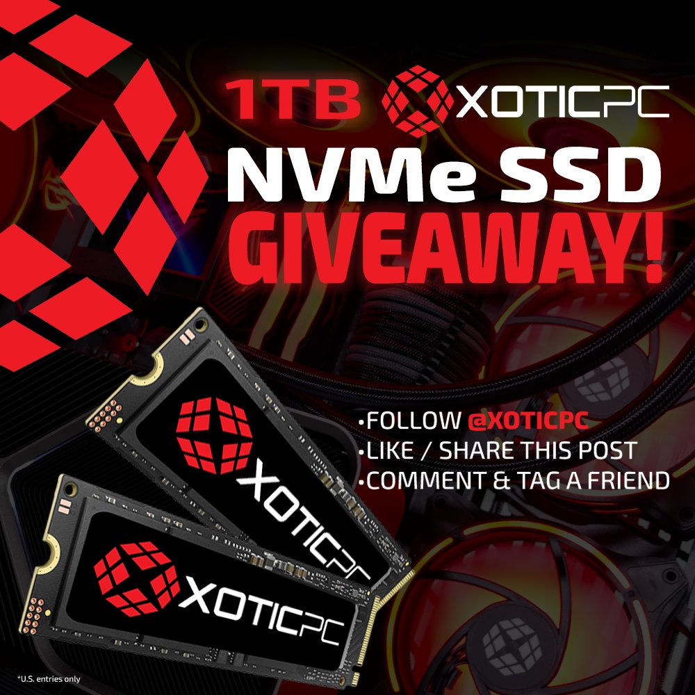 🚨 GIVEAWAY 🚨
Running low on storage? Let’s change that. We’re hooking someone up with a super-speedy 1TB NVMe SSD! 💾

Here’s how to enter:
1️⃣ Follow <a href="/XoticPC/">XOTIC PC</a>
2️⃣ Like &amp; Share this post
3️⃣ Comment &amp; Tag a friend

Winner revealed 12.16 
Get in while you can!
#SSDGiveaway