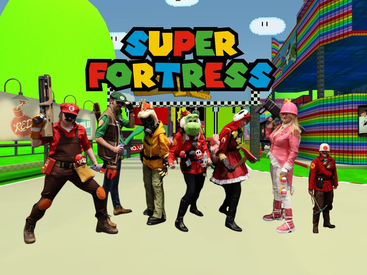 We are SUPER FORTRESS!! And you're dead!

Mario Engineer - Me!
Luigi Sniper - <a href="/CosplaysJs9236/">JS_Cosplays</a>
Bowser Pyro - <a href="/Zooweemama91149/">Zooweemama</a> 
Yoshi Soldier - <a href="/avenchurinz/">zone</a> 
Shy Guy Pyro - <a href="/ColaCarnage/">Cola Carnage 🍉 ⭕️ MCM London</a>
Peach Soldier - <a href="/n_cheddarbisc/">NinjaCheddarBiscuits</a> 
Toad Soldier - @/Fishcake_art (IG)