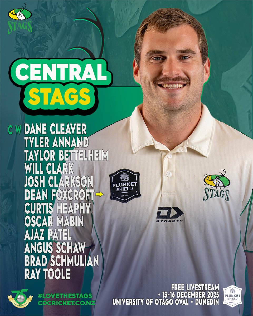 🏟️ #HBJSHIELD #PLUNKETSHIELD squads to play Otago in the last matches before <a href="/SuperSmashNZ/">Super Smash</a> with our Central Hinds &amp; Stags both flying high on the national tables 💪

Full story + livestreams at cdcricket.co.nz