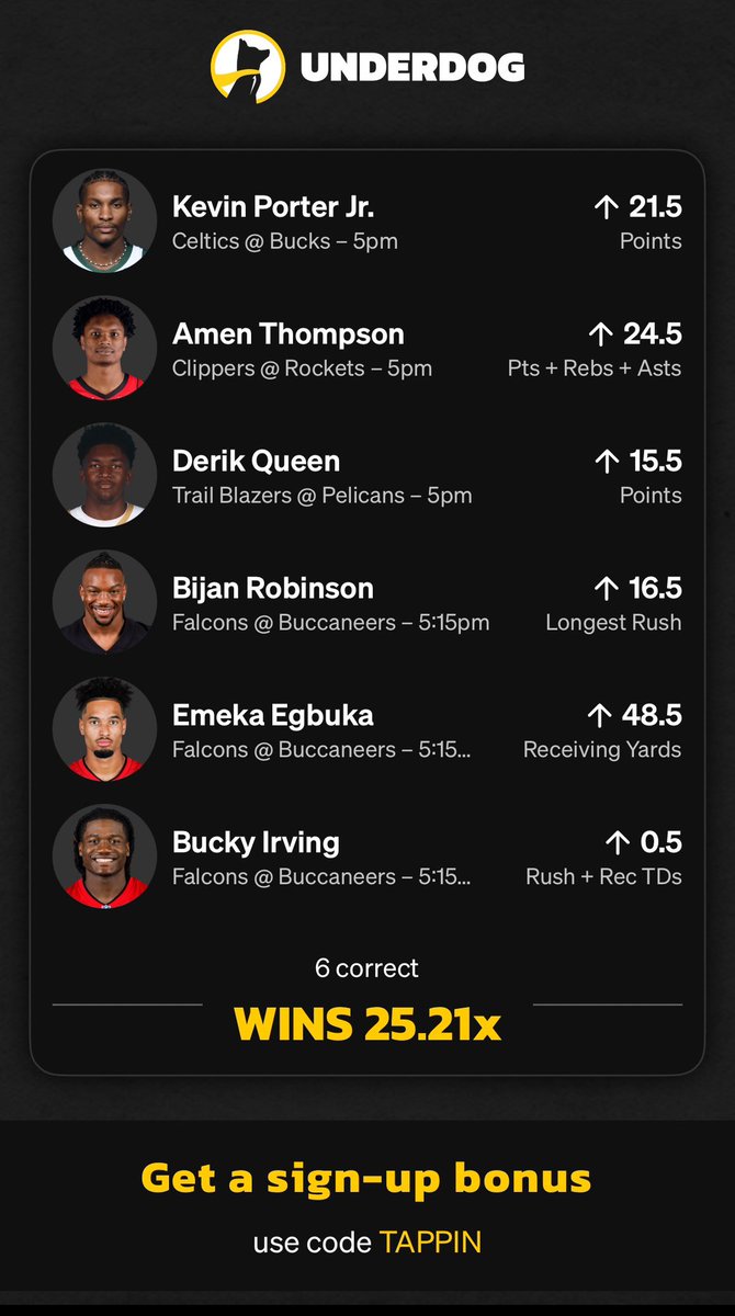 LukaOhtani's tweet image. 🚨 $1,250 GIVEAWAY ALERT 🚨

What To Do :

✅ Retweet this tweet.

✅ Follow me.

✅ Comment TAPP In &amp;amp; Win.

That’s all

At 4:45PM (LA Time) I’ll screen record Grok selecting a winner

Winner gets 50% of the winnings of this $100 NFL NBA Lineup $1,260.50

app.underdogfantasy.com/register?promo…