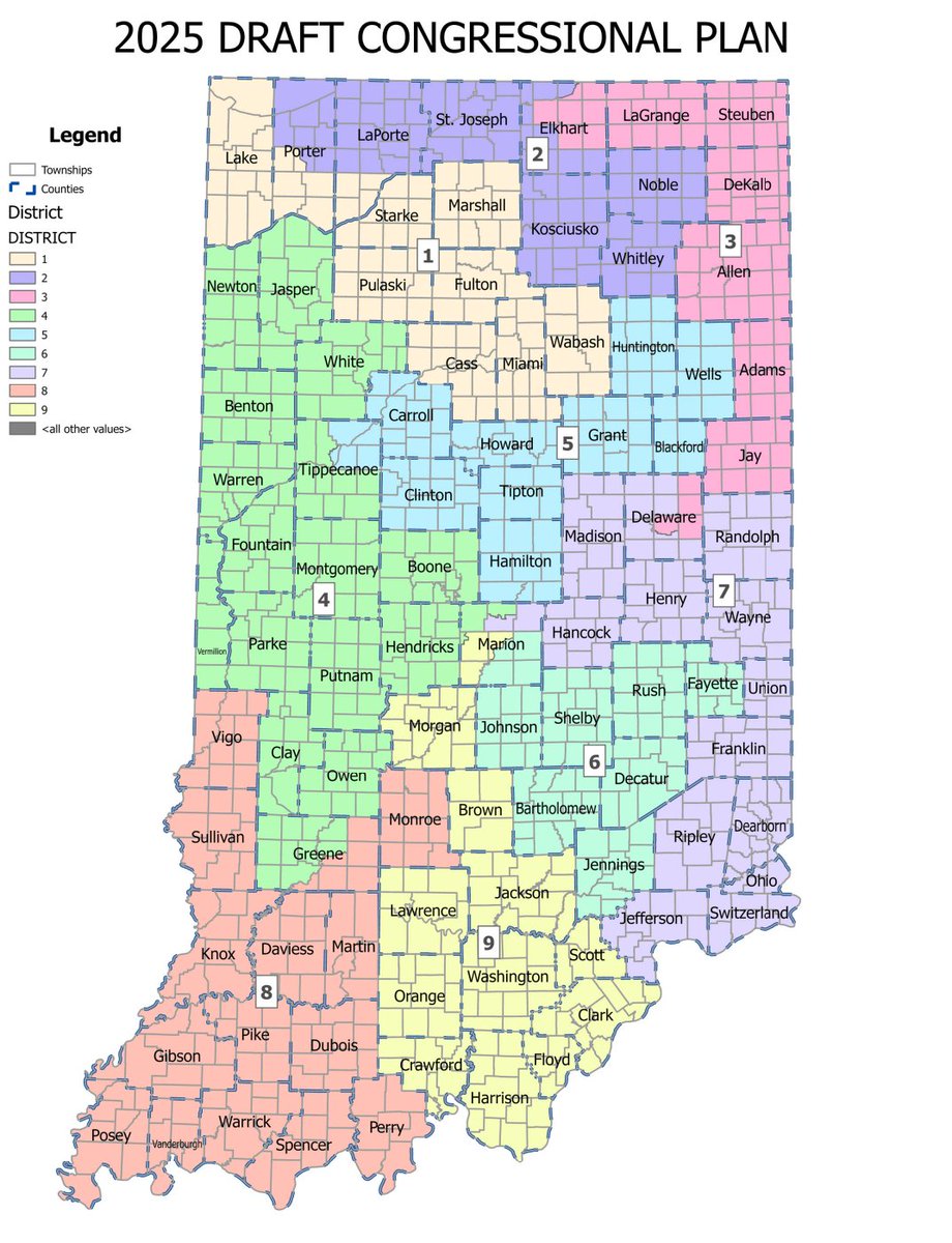 RedistrictNet's tweet photo. #BREAKING: The Indiana Senate has voted 19-31 to reject the proposed Indiana congressional map. https://t.co/fNr8iTirPo