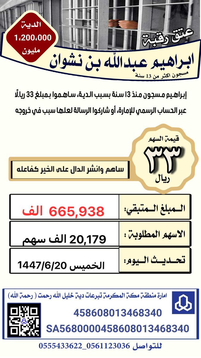 Aoon_95's tweet photo. بنيه الصدقه
عتق رقبة إبراهيم  عبدالله بن نشوان

الحساب  باسم أمارة منطقة مكة المكرمة.
دية خليل الله رحمت شير
رقم الحساب 
458000010006083468340
الأيباه,:
SA5680000458608013468340

🌿(وَمَنْ أَحْيَاهَا فَكَأَنَّمَا أَحْيَا النَّاسَ جَمِيعًا) 

#ابو_مرداع #ابو_حصه #السعودية_فلسطين https://t.co/GNeaOk3SsF