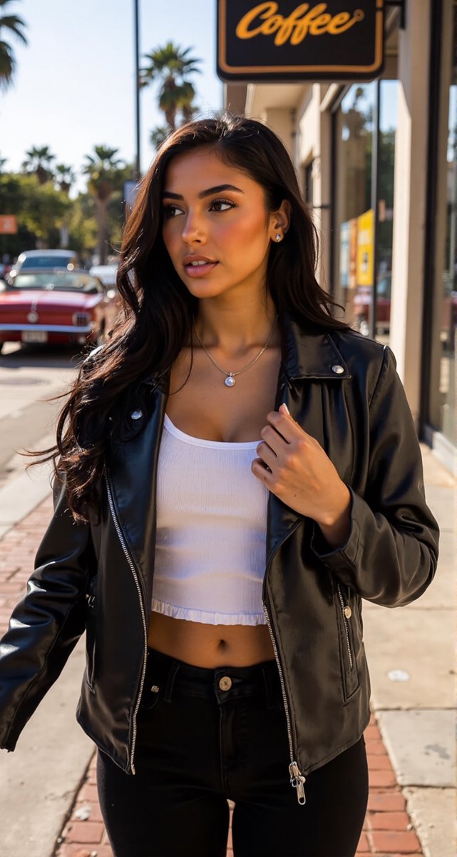 ItsMeSelenaV's tweet photo. Leather, sunlight, and a stare that stops traffic. 🔥

#SelenaVaron #StreetGlam #ThatGirlEnergy #LuxuryUnfiltered #VirtualInfluencer https://t.co/CXnPpNOmWn