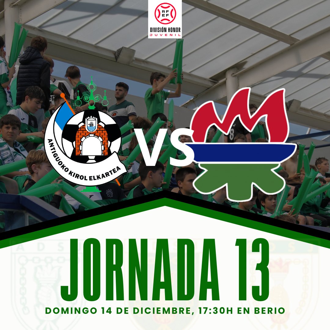 🟢 𝐃𝐇 | 👉 Este domingo nuestro DH se encuentra ante el décimo tercer partido de la temporada.

🏆 División de Honor
⚽️ Jornada 13
📆 14 de Diciembre  
🕢 17:30
🏟 Berio 
🆚 <a href="/Antiguoko/">Antiguoko KE</a>
🎟️ 5€

#DH #AntiguokoSanJuan #Cantera #Vamosverdes