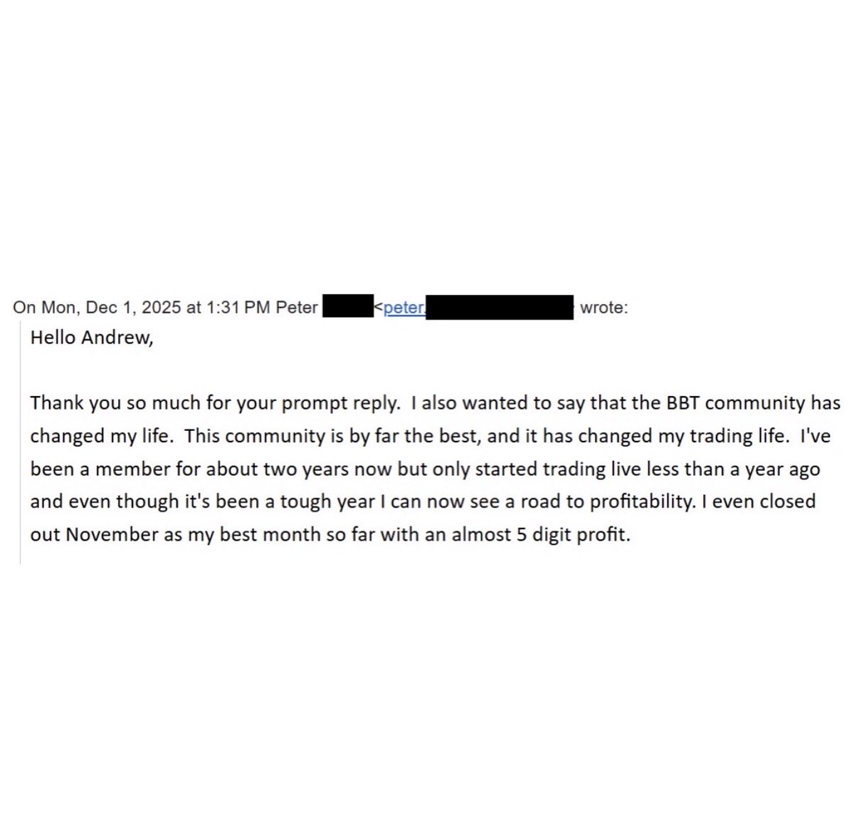 BearBullTraders's tweet photo. Trading is a high-income career that rewards consistency, discipline and perseverance.

A BBT member Peter R. emailed me to share that he is close to having his first 5-figure month, after 2 years of trading. 

While most traders gave up in their first 3 months and started blaming the gurus, the strategies, and the markets.

I trade the same strategy, Opening Range Breakout, every single day for 10+ years. I have experienced massive losses, I have learned to accept a red day, and I have gotten used to 5-figure daily profits. 

But I haven’t changed my trade book. I’ve only refined it over time, and I can tell you that there’s no short cut.

- Learn a strategy or trade book THOROUGHLY.
- Know all the rules that you must follow in your trade book.
- Do your premarket prep every morning. No premarket planning = no trades allowed.
- Find yourself at least one mentor that you can speak to and at least one accountability partner.

When your process works and makes you a profitable trader, repeat the same process everyday.

You can get your first complete Trade Book (Strategy with detailed criteria) for free at Bear Bull Traders. 

Get it here ➡️ https://t.co/EvTHod8OVJ