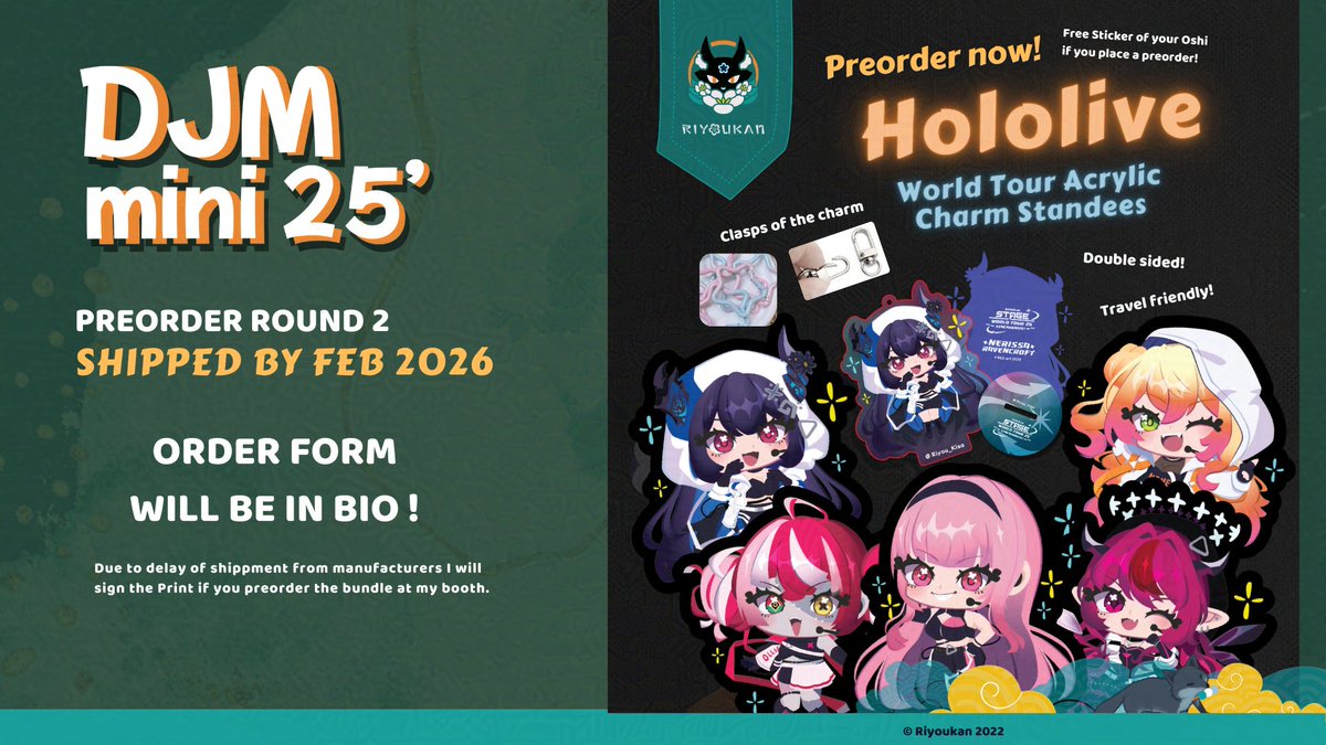 🌸 Konyanya!

Preorder <a href="/riyou_kisa/">Riyou Kisa🦊⚠️💀 | COMMS ⏸️</a> 's Hololive World Tour 5 Members merch at #doujimasg to pick and get a free sticker!

Don't miss this steal!
#riyoukan