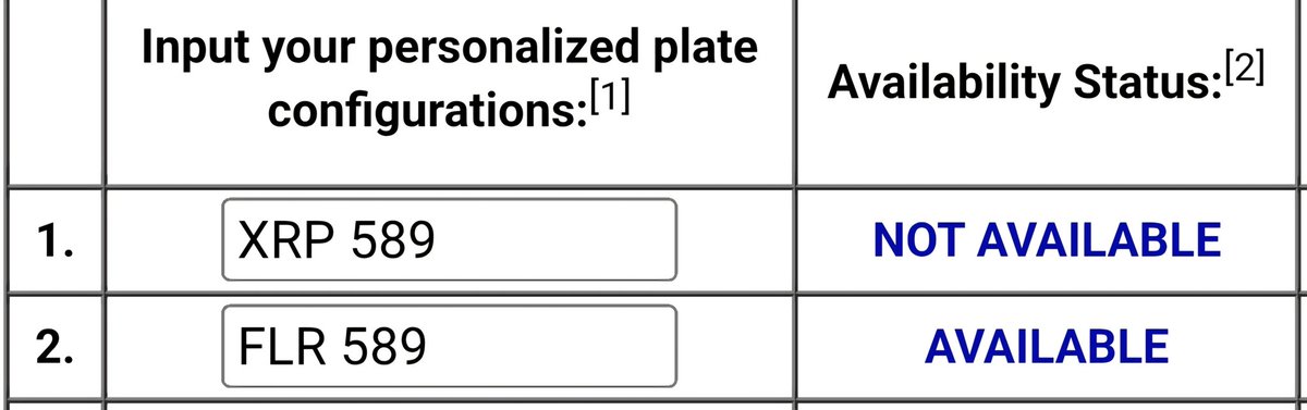 Working on my custom license plate 
just to find out that one of you out there already took 1st one 👀👇

***XRP 589*** 
who took it ? 
<a href="/bgarlinghouse/">Brad Garlinghouse</a> 

I have no options but to go with 
***FLR 589***

Maybe XRP 589 &amp; FLR 589 (me)
can soon have a meet up 🤣
<a href="/FlareNetworks/">Flare ☀️</a>