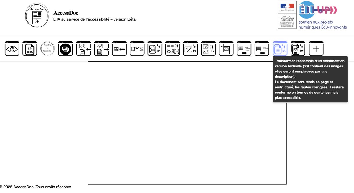 🧑‍💻 #Accessibilité | Tous niveaux

🔷 Développée grâce au financement #ÉduUp, #AccessDoc est conçue pour rendre accessibles les documents pédagogiques aux élèves en situation de handicap et aide les enseignants à adapter leurs contenus grâce à l’#IA

 accessdoc.fr/wp-login.php