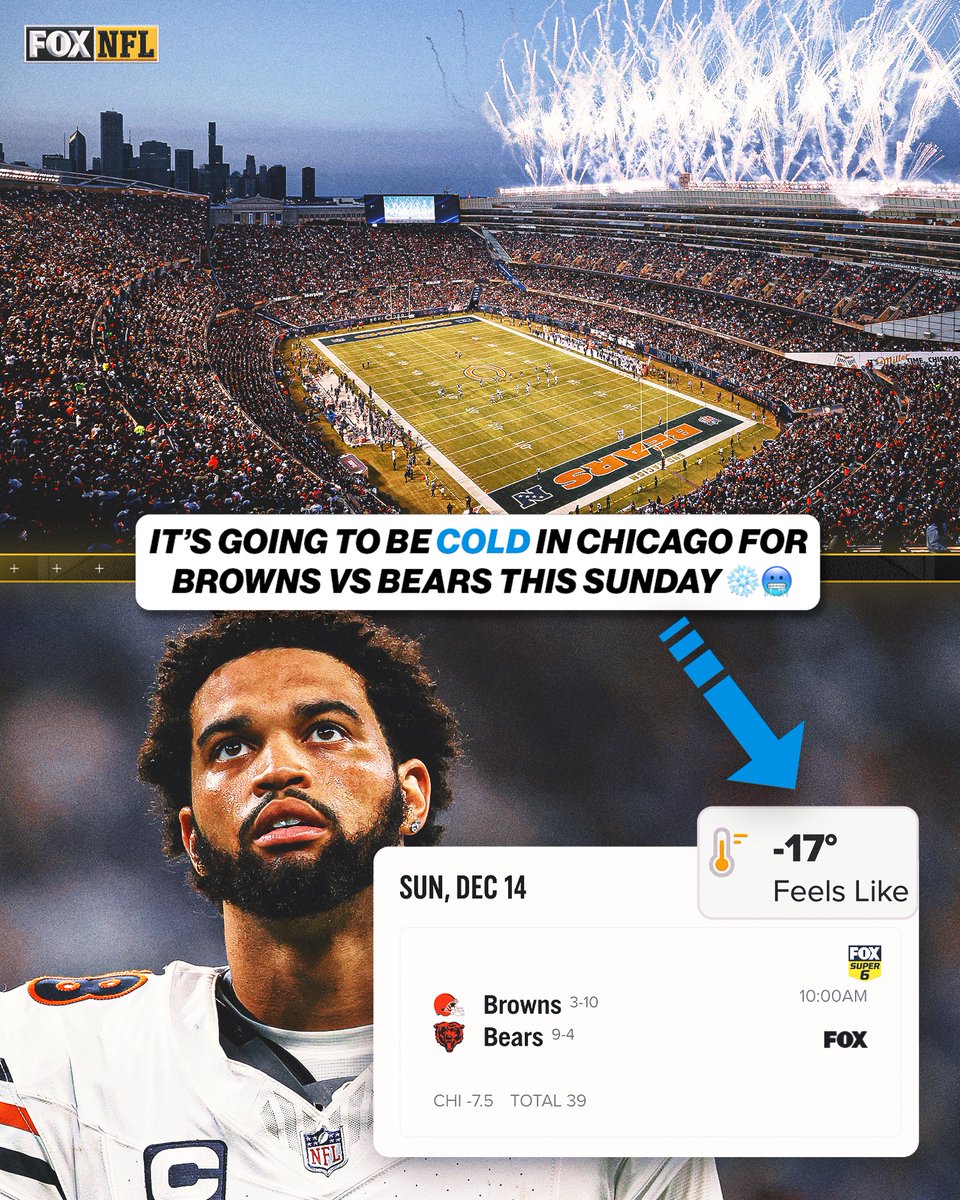 It's gonna be a COLD day at Soldier Field this Sunday 🥶
(via @foxweather)
