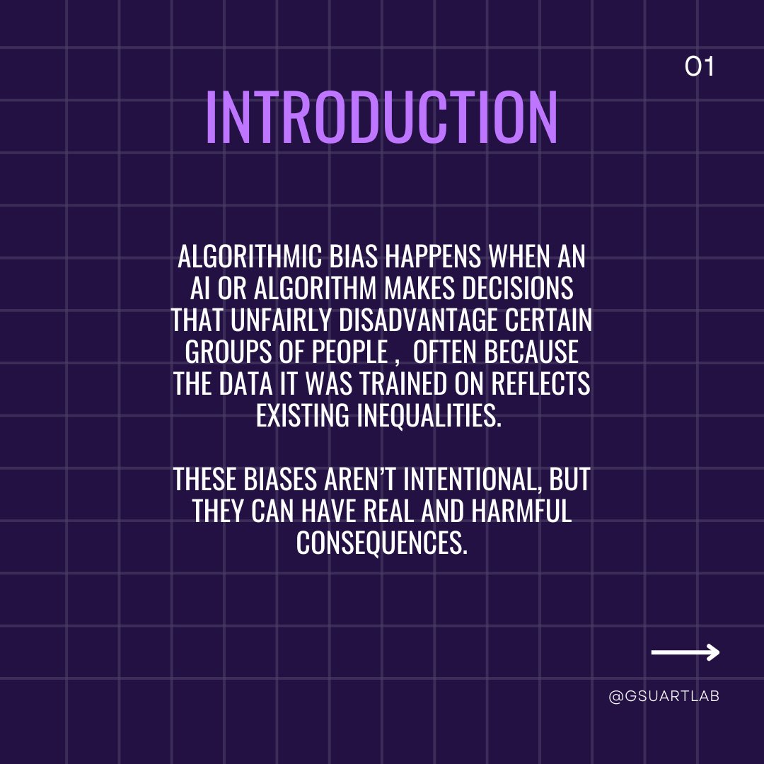GSUARTLab's tweet image. When algorithms learn from biased data, they repeat it. Awareness is the first step to fixing it. #ai #algorithms #data #mentalhealth #tech