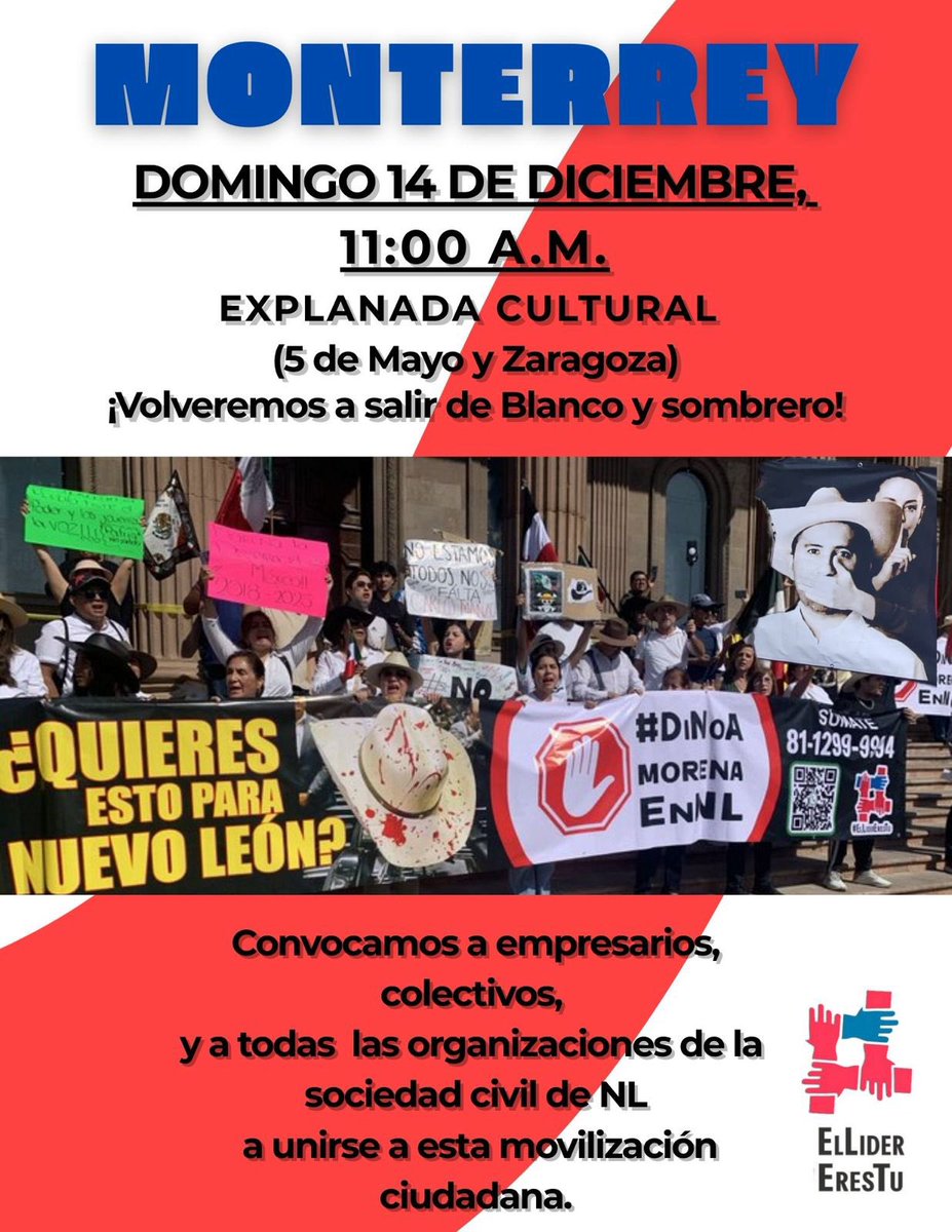 🚨NUEVO LEÓN🚨

Listos, ¿o no vas a ir por la lluvia y el frío?

Si ese es tu pretexto, hablamos cuando vengan por tus bienes. ☝🏻

-violencia a la alza y hasta con explosivos.
-nos van a volver a ocasionar otra sequía.

Ayúdame a compartir en tus redes y grupos de WhatsApp. ☝🏻🇲🇽