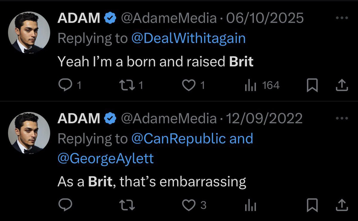 AdameMedia's tweet image. I’ve never “claimed” that. I’ve been speaking on spaces for years as a proud Brit with a British accent. 

You’re one of the biggest and most pathetic liars on the internet. 

You’re caught in lie almost daily. Like the one you just spewed, rat.