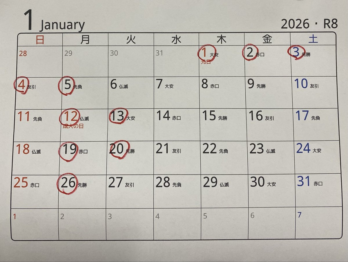 おはようございます　1月の定休日貼っておきますね

新年は６日からの営業になります　参考にしていただけたら嬉しいです
