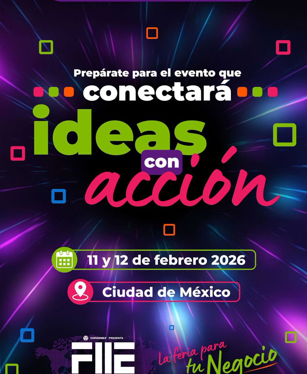 CoparmexCuauhte's tweet photo. Tu oportunidad está aquí.
Tu negocio puede despegar.
Este es tu momento.
FIIE 2026 — 11 y 12 de febrero, WTC CDMX.
👉 Corre a registrarte https://t.co/qcTnPdnoIG 🌐🚀
#FIIE2026 #InnovaciónParaMiPyMEs #EmprendeConImpacto #NetworkingReal #DigitalizaciónNegocios https://t.co/jzAtUq20WR