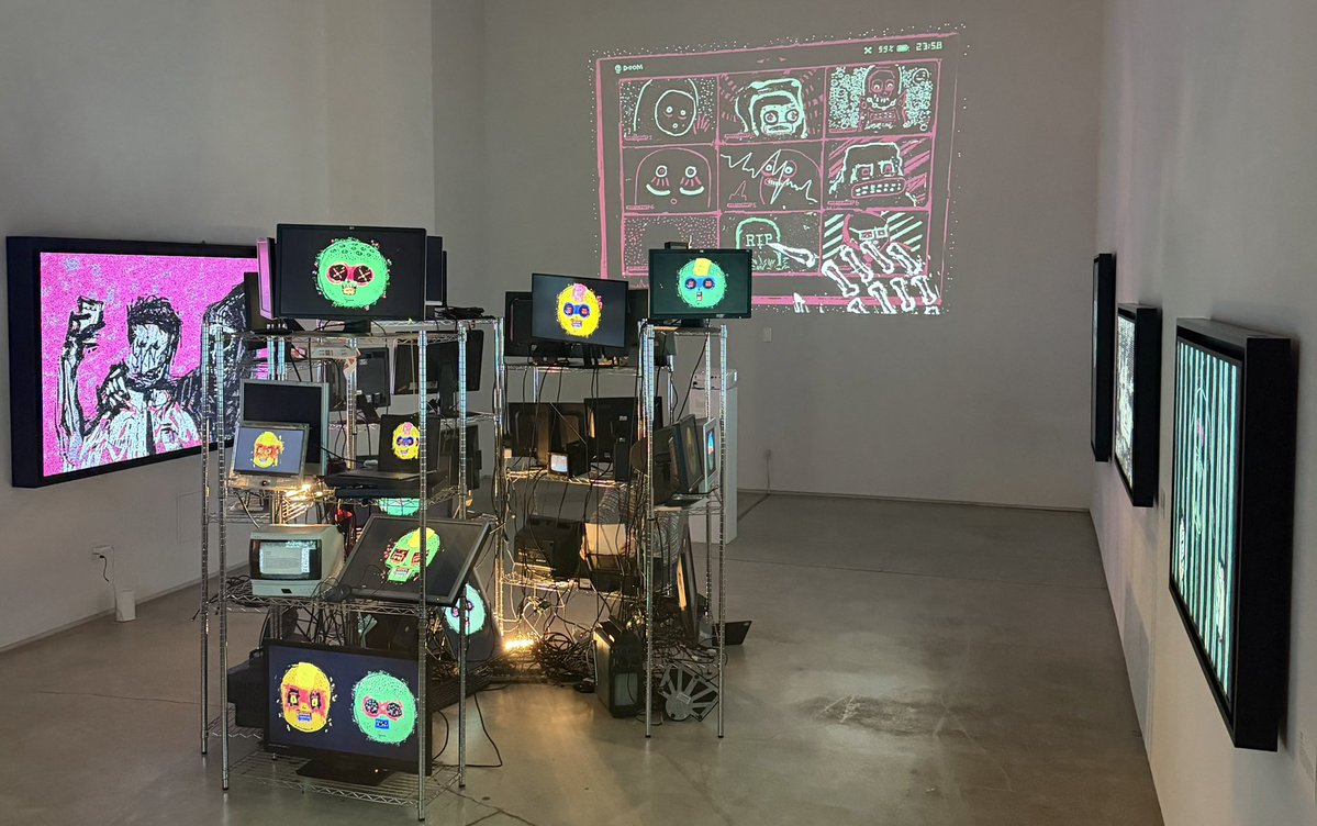 Last night was really something special.
After putting so much work into curating this exhibition with <a href="/8888Benji/">Benji</a> for the <a href="/thedoomedxyz/">The Doomed DAO</a> , I honestly felt proud seeing how it all came together. It was amazing to see people travel from all over the world to experience it, to watch