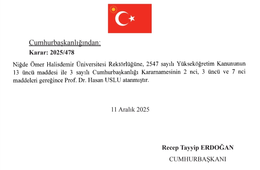DrHasanUslu's tweet photo. Niğde Ömer Halisdemir Üniversitesi Rektörlüğü görevine yeniden atanmış olmanın onurunu yaşıyorum. Bu kıymetli görevi şahsıma ikinci kez tevdi eden Muhterem Cumhurbaşkanımız Sayın @RTErdogan’a şükranlarımı arz ediyorum. https://t.co/dBM7wZqV8n