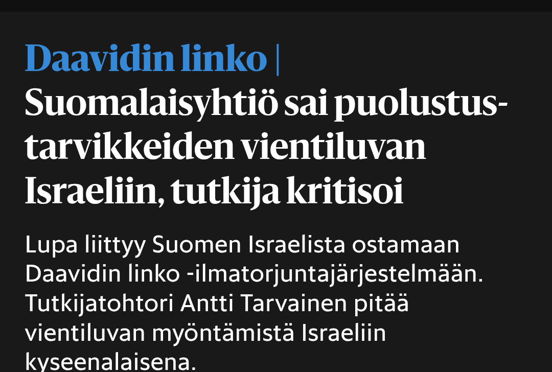 Jatkossa puolustustarvikkeiden vientiluvat tulee hakea Tampereen yliopistolta, joka neuvottelee asiasta ensin Venäjän, Iranin ja Hamasin kanssa.  🫡