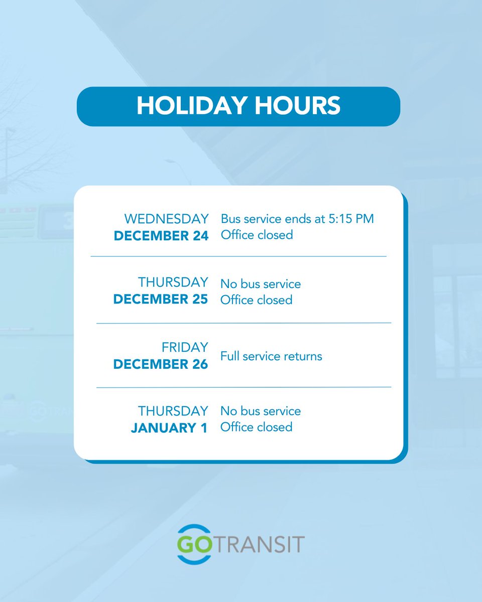 Oshkosh_Transit's tweet photo. Planning your December travels? Take note of our holiday closures. https://t.co/KajrdhiG5A