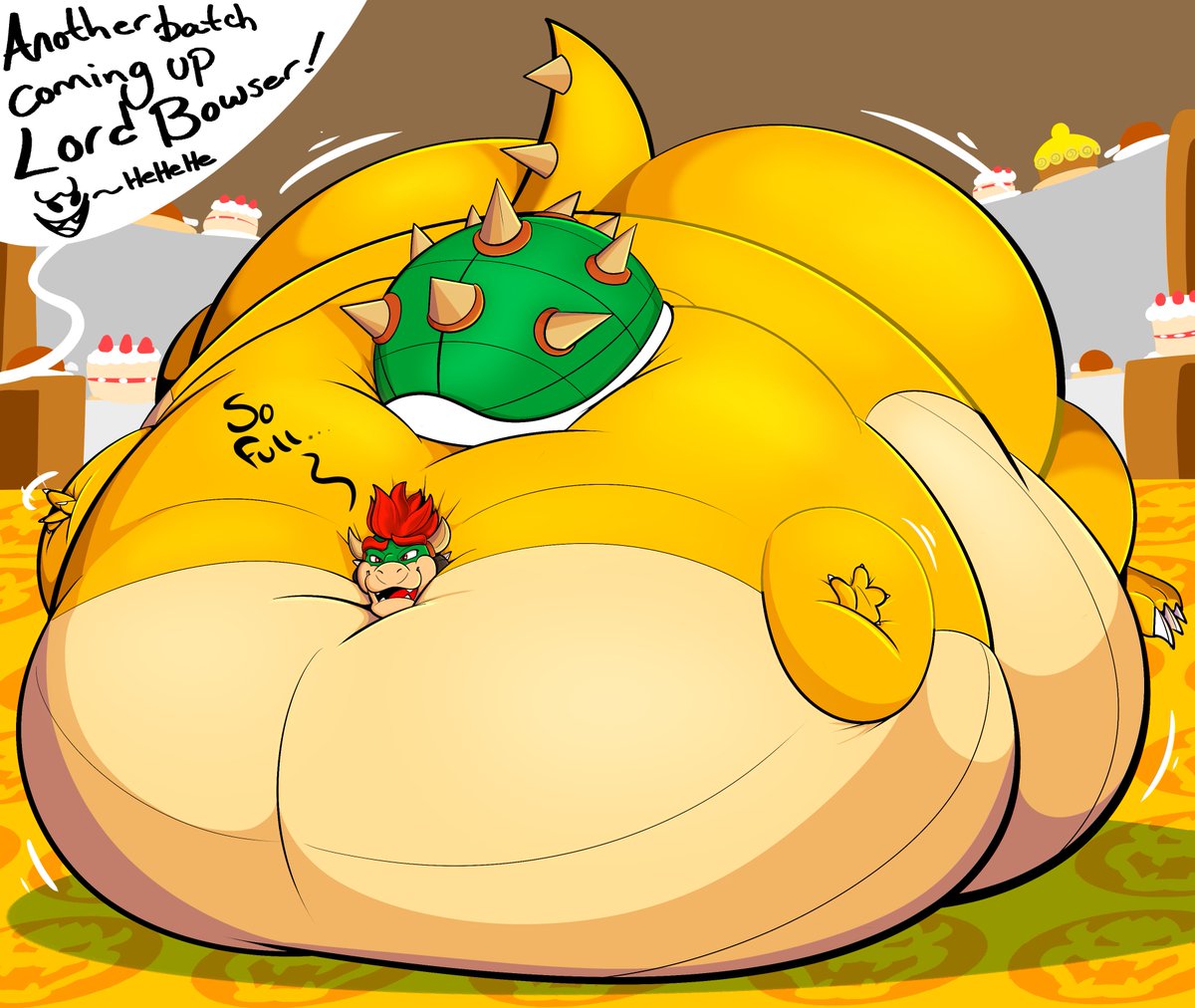 That weight gain scene but the boos didnt stop feeding bowser~