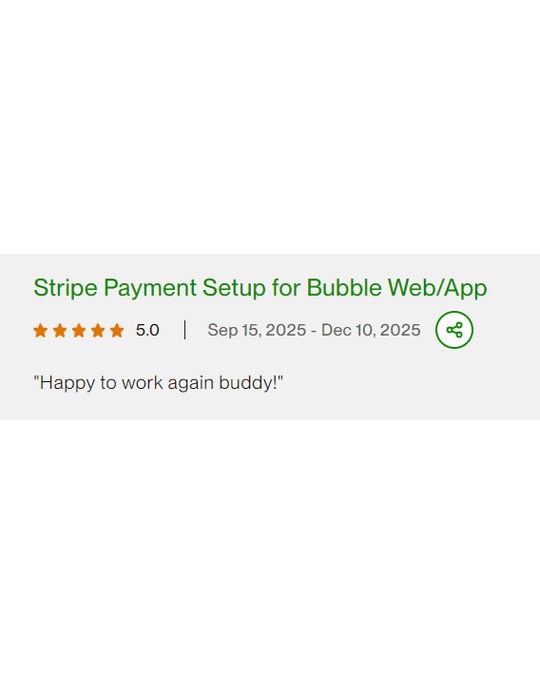 bhimTechIn's tweet image. Another project successfully delivered! 🚀
Finished a complex Stripe integration for a Bubble app  and got this awesome 5⭐ client review
Grateful for clients who appreciate the effort
#FreelancerLife #UpworkReview #BubbleDeveloper #StripeIntegration #WebAppDeveloper #NoCode