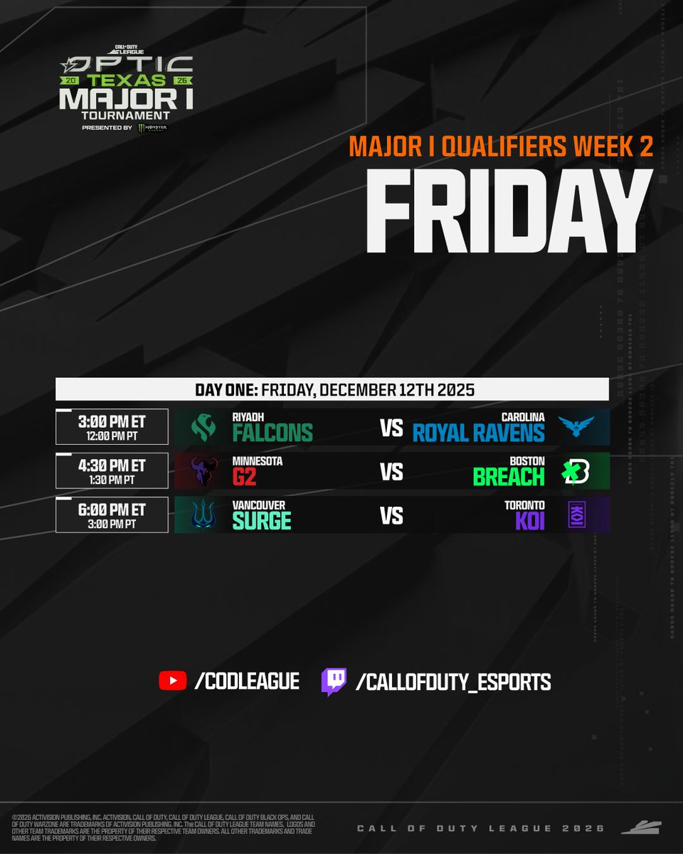 CODLeague's tweet image. Friday #CDL2026 Vibes ✨

Time to clock into today’s CDL action. 👇