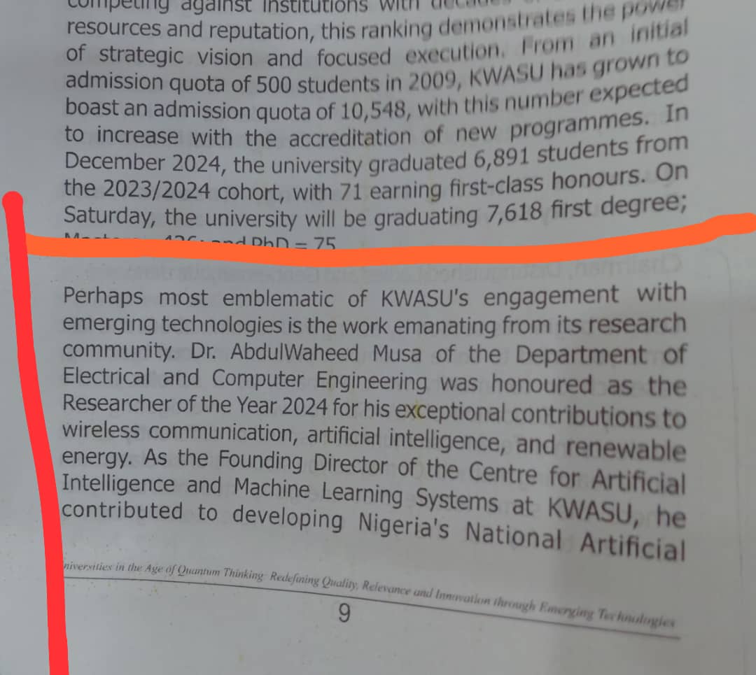 Prof. Peter Okebukola’s remarks about me during the KWASU convocation lecture titled “Universities in the Age of Quantum Thinking: Redefining Quality, Relevance and Innovation through Emerging Technologies”, delivered at the 13th Convocation Ceremony of Kwara State University
