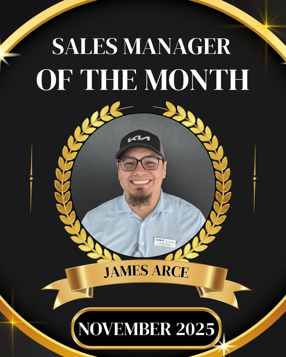Celebrating outstanding leadership! 🎉
Congrats to James Arce, our Top Sales Manager — thank you for inspiring the team and delivering exceptional results!
#SalesManagerOfTheMonth #BeckAndMastenKia #JamesArce #TeamSuccess #KiaPride