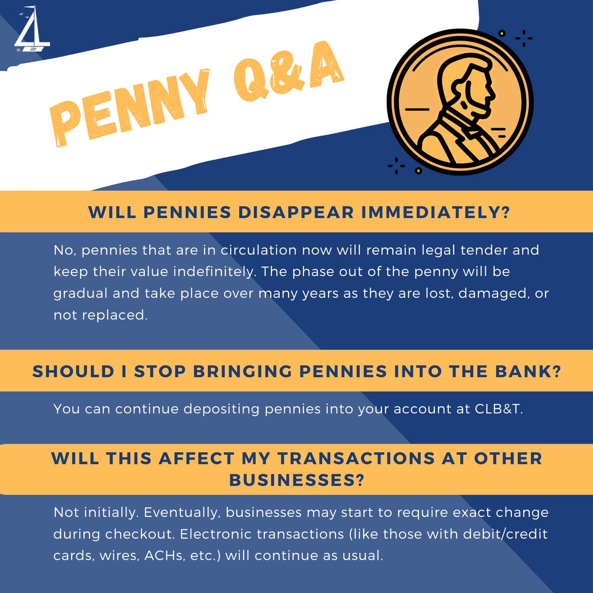 We’ve got you covered. As the penny is phased out, very little changes for you. Your digital transactions including cards, online banking, and accounts will stay the same. If you have any questions about how this will affect you, drop a comment below!

#WeveGotYouCovered
