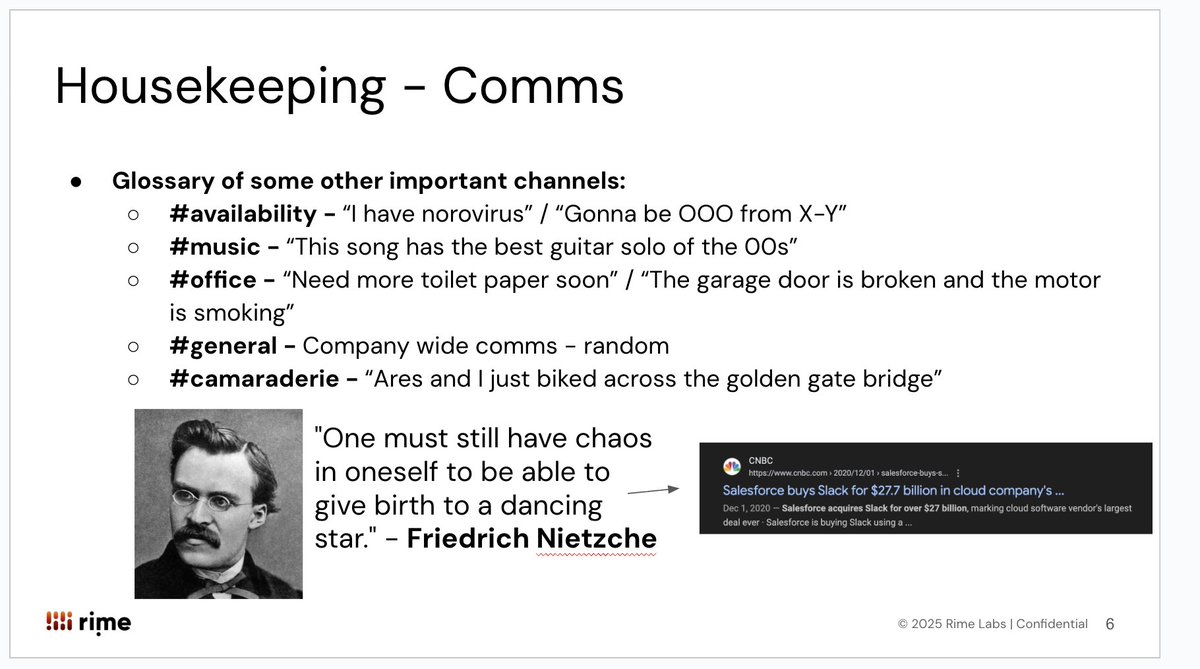 building a company in public:

every week i'll post a single slide from our rime's all hands. this is to kick us off:
