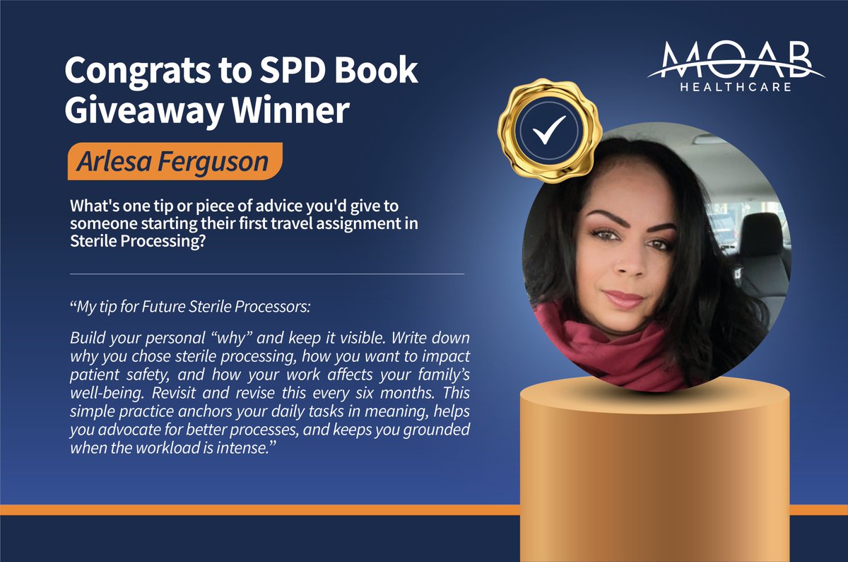 Congrats to our Sterile Processing Book Giveaway Winner, Arlesa Ferguson! 

#sterileprocessing #healthcaretraveler