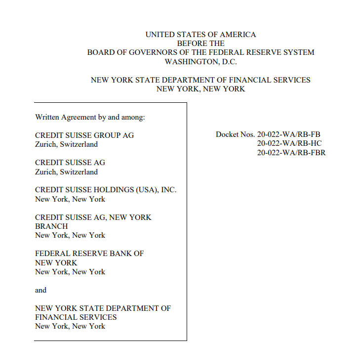 ReesePolitics's tweet image. BREAKING: The Federal Reserve Board announces termination of enforcement actions with Credit Suisse Group from the time of the offense December 22, 2020. 🚨

The word 'risk' appears 31 times in its original 13-page letter.