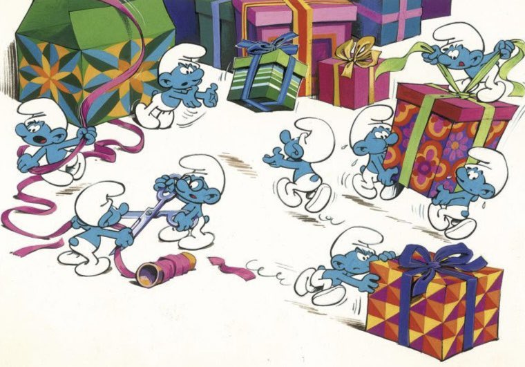 Les petits lutins au travail !
 #noelapproche #noel #Peyo #schtroumpfs