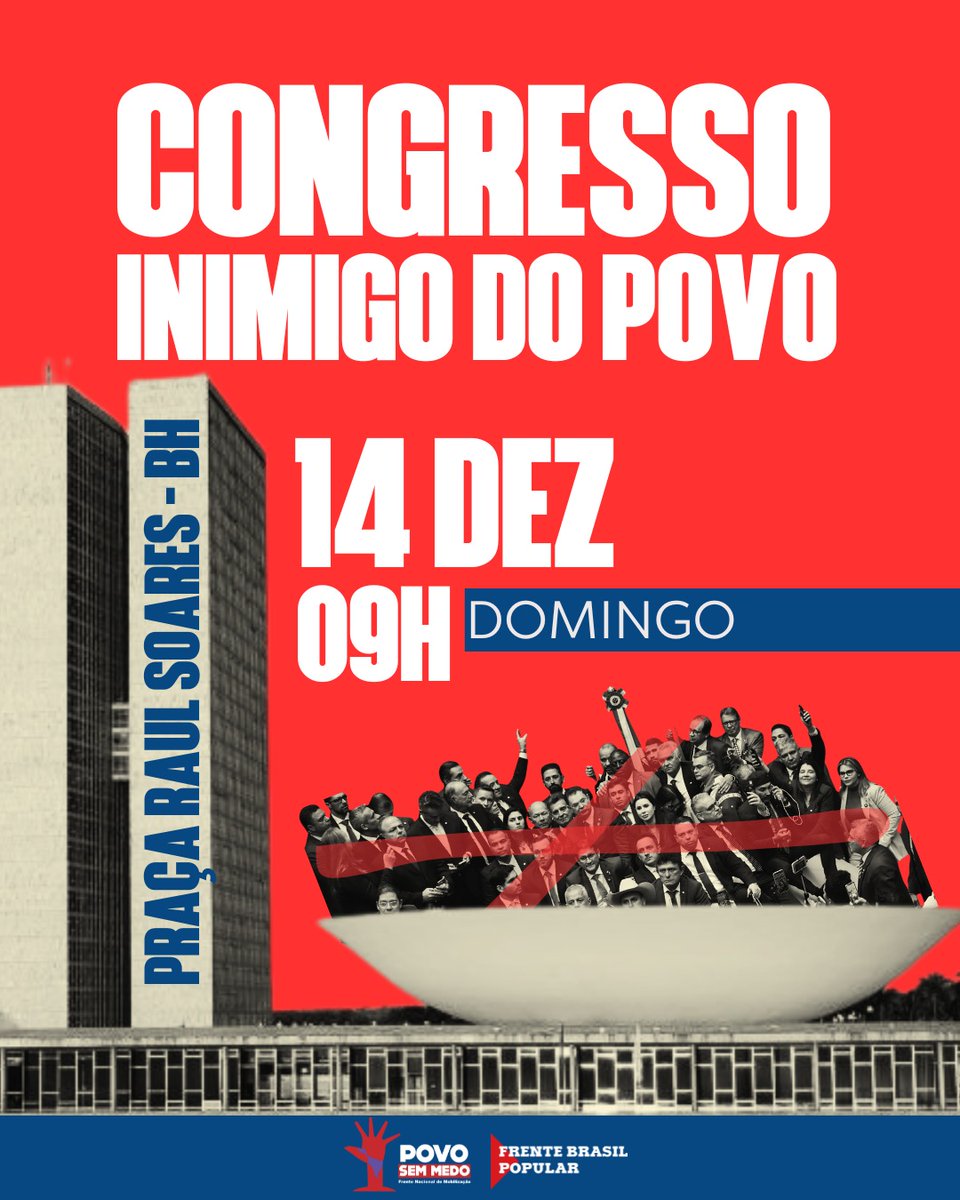 CarlosMarks1818's tweet photo. @nikolas_dm É isso aí! DOMINGO 14/12 NINGUÉM DE BH VAI FICAR EM CASA. VAMOS PRÁ RUA!
#SemAnistiaSemDosimetria 
#BHNASRUAS
#Congressodabandidagem https://t.co/ZQUxBsffuH