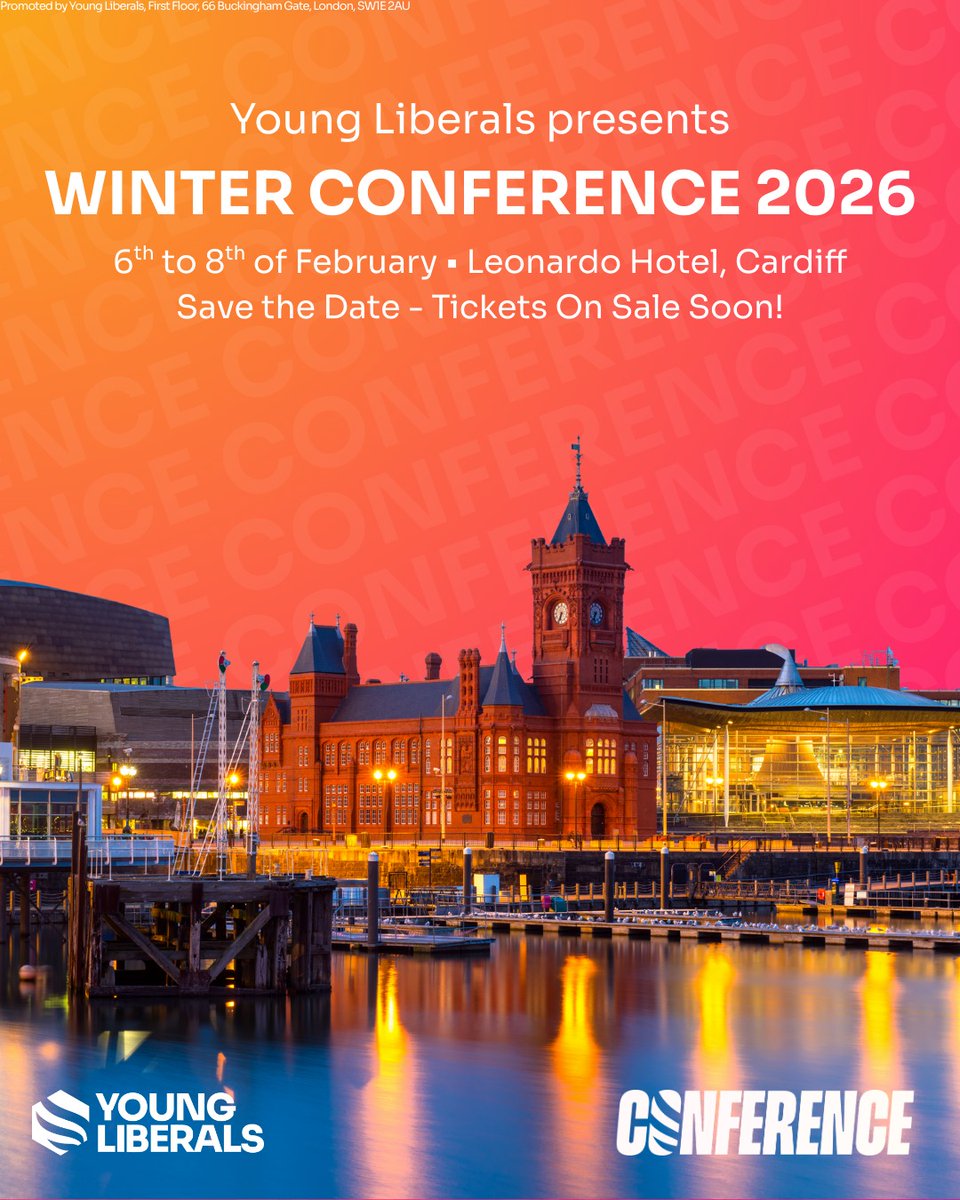 YoungLiberalsUK's tweet photo. Mark your calendars and join us in Wales, or online, for our next Young Liberals Conference!

Information on how to register will be out shortly. https://t.co/uq6eVC18BT