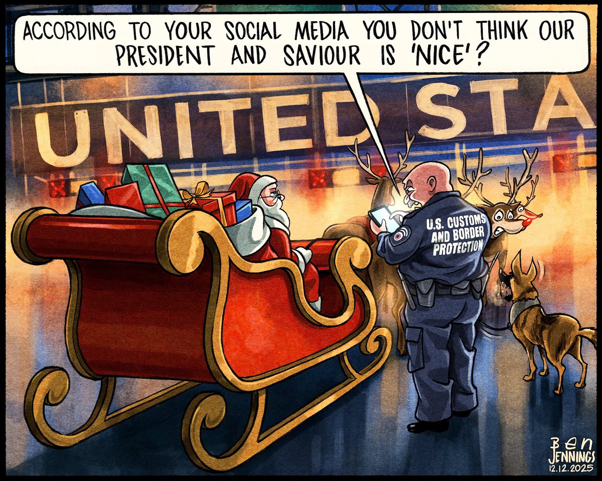 Ben Jennings <a href="/BJennings90/">Ben Jennings</a> on Trump’s plan to scrutinise tourists’ social media histories @Guardian – political cartoon gallery in London original-political-cartoon.com