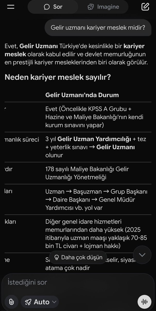 Yapay zekaya sorduk;

Gelir Uzmanı Türkiye'de kesinlikle bir kariyer meslek olarak kabul edilir ve devlet memurluğunun en prestijli kariyer mesleklerinden biri olarak görülür.

<a href="/KariyerBuroSEN/">Kariyer Büro-SEN</a>
<a href="/gibsosyalmedya/">Gelir İdaresi Başkanlığı</a>
<a href="/memetsimsek/">Mehmet Simsek</a>
<a href="/_cevdetyilmaz/">Cevdet Yılmaz</a>

#geliruzmanları