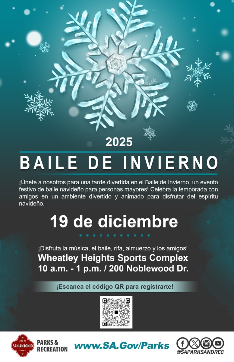 Get ready to dance the day away at the 2025 Snow Ball! Seniors are invited to enjoy music, lunch, raffles &amp; holiday cheer on December 19 at Wheatley Heights Sports Complex. Don’t forget to register! ❄️

anc.apm.activecommunities.com/sagov/activity…