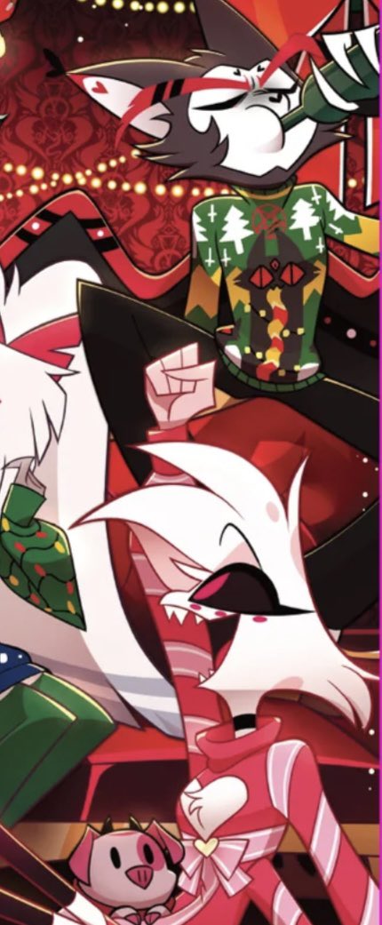 The evolution of them during Christmas time lol

Husk finally put on clothes.

Angel is still rocking the candy cane/bows motif. 

We love to see it. 
#huskerdust