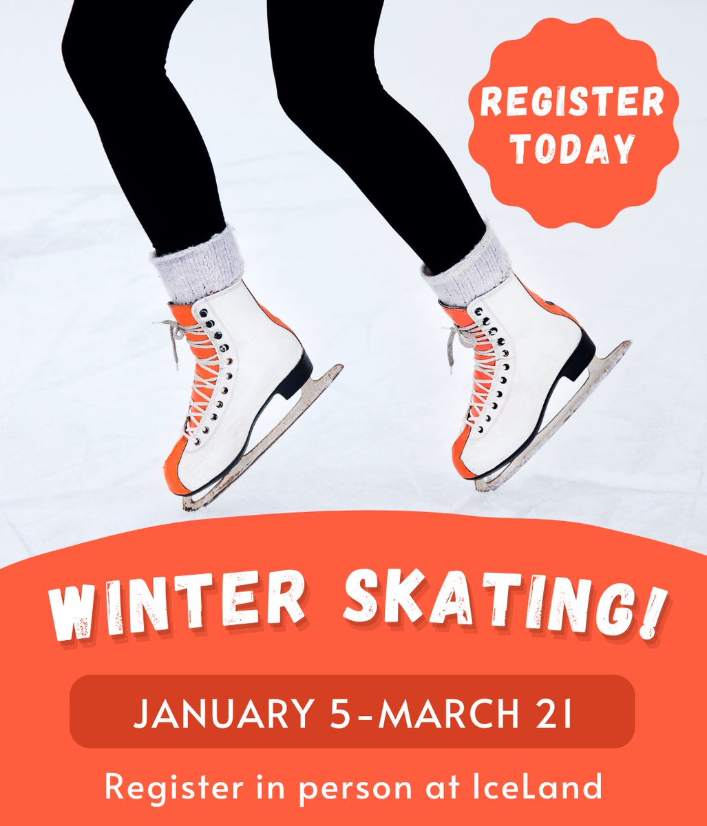 Glide, spin, and smile this winter!  Ice skating fun for ages 3 and up.  Registration is open for everyone!  Don't miss your chance to sign up. ➡  bit.ly/4nxcHjL