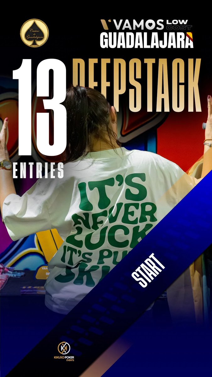 VamosPokerTour's tweet photo. ๐ช๐ธ Arranca el Deepstack en Guadalajara
Comienza el paralelo de hoy con 13 entradas iniciales. ยกUn nuevo trofeo en juego!
#VamosPokerTour #Guadalajara #Deepstack https://t.co/ZsB5qt9GBX